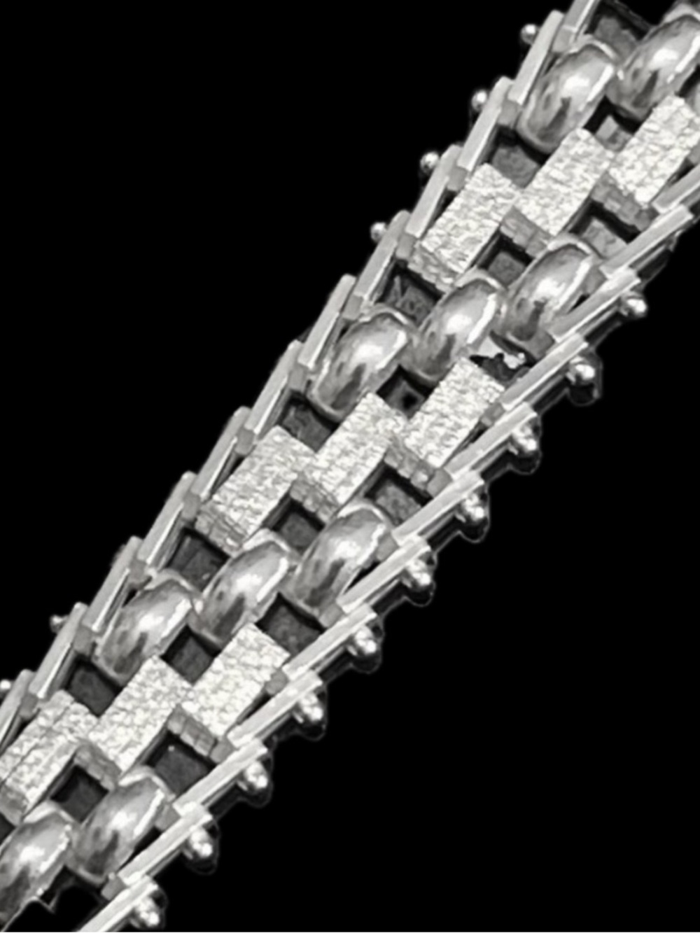 Riccio Diamond cut polished satin panther Link vintage bracelet Sterling QVC